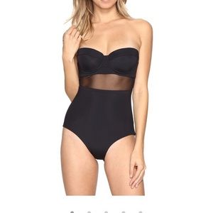 Mara Hoffman Hot Black Mesh one piece swim new